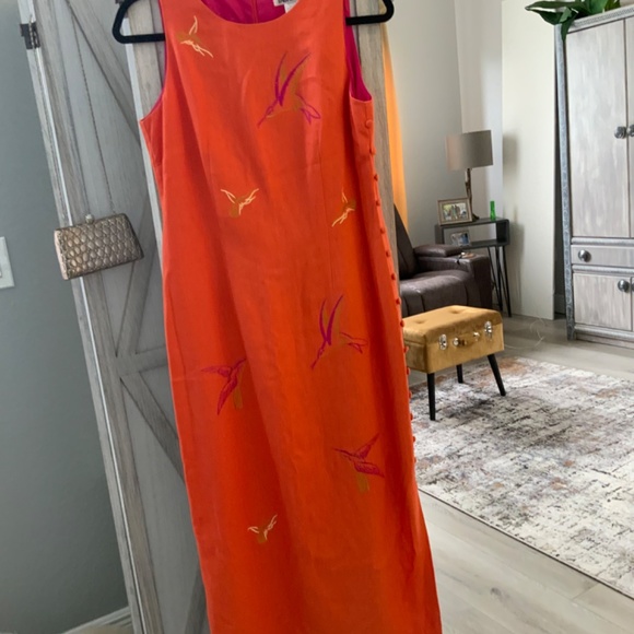 Taurus II orange linen maxi dress - Picture 2 of 7